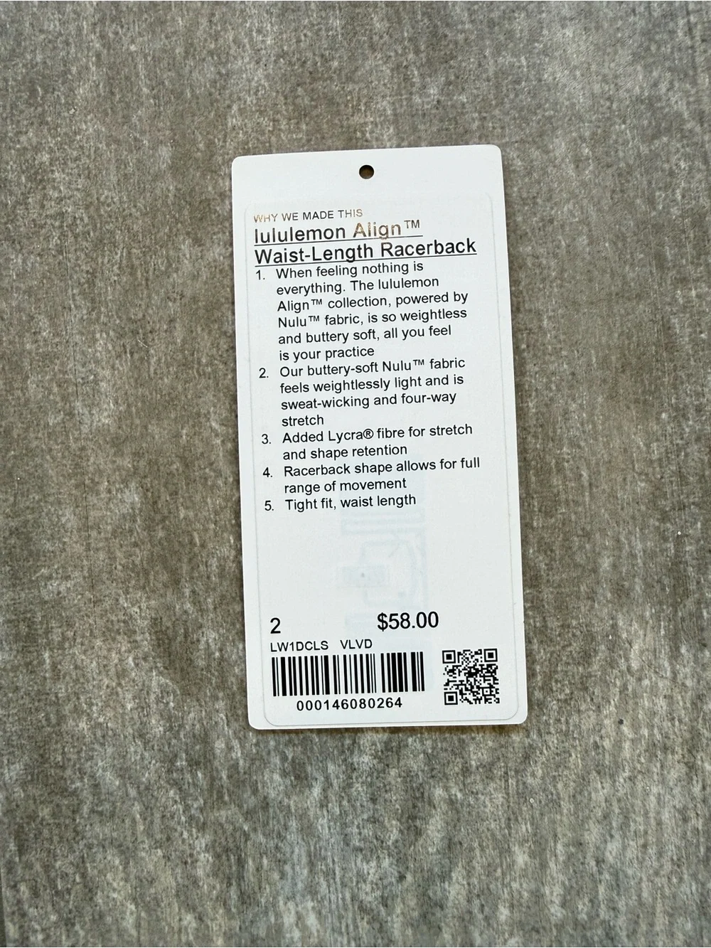 lululemon Align Waist Length Racerback Tank - Velvet Dust